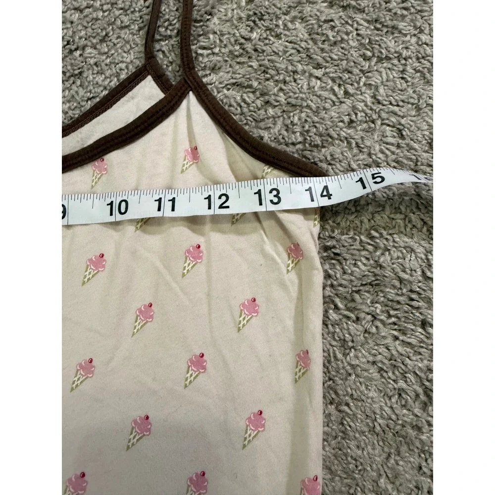 Womens Y2 Ice Cream Cone Camisole Pink Brown Coquette Cami Top Loungewear M - Picture 5 of 6